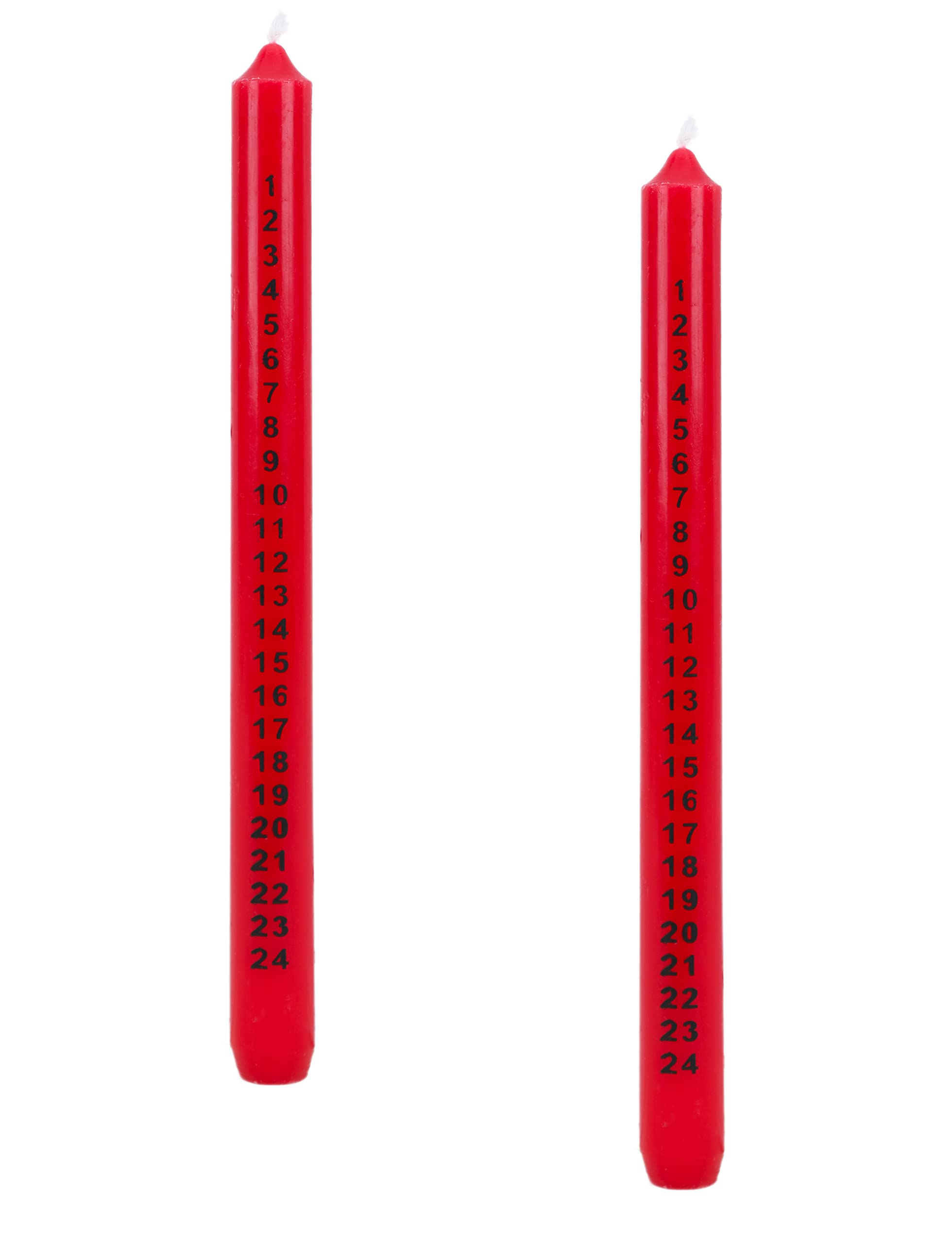 Christmas Concepts® Pack of 2-250mm (10") Christmas Advent Candle – Traditional Countdown to Christmas (Red)