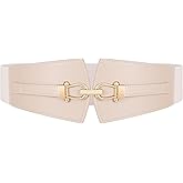 JKEEMI Wide Elastic Belts for Women Stretch Belt Gold Buckle Stretchy Waist Belts for Dresses Coats