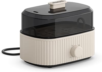 Cuociuova, Capacità 6 Uova, 300W, Misurino per Uova Sode/Morbide, Spegnimento Automatico, BPA Free, Coperchio con Vapore, Vassoio Removibile, Facile da Pulire, 262047