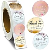 CHIMNE 500PCS Thank You Stickers, 1.5 Inch Thank You for Supporting My Small Business Stickers for Greeting Cards Flower Bouquets Self-Adhesive Labels Small Business Packaging Supplies Wraps (Floral)