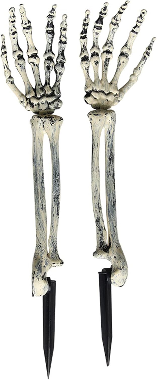 Decorative Garden Stakes - RESOYE Skeleton Arms Stakes Skeleton Set, 2 pcs Halloween Decoration Skeleton Scary Bloody Arm Hands Yard Stakes Severed Hand Skeleton for Garden Yard Lawn Halloween Outdoor Decor
