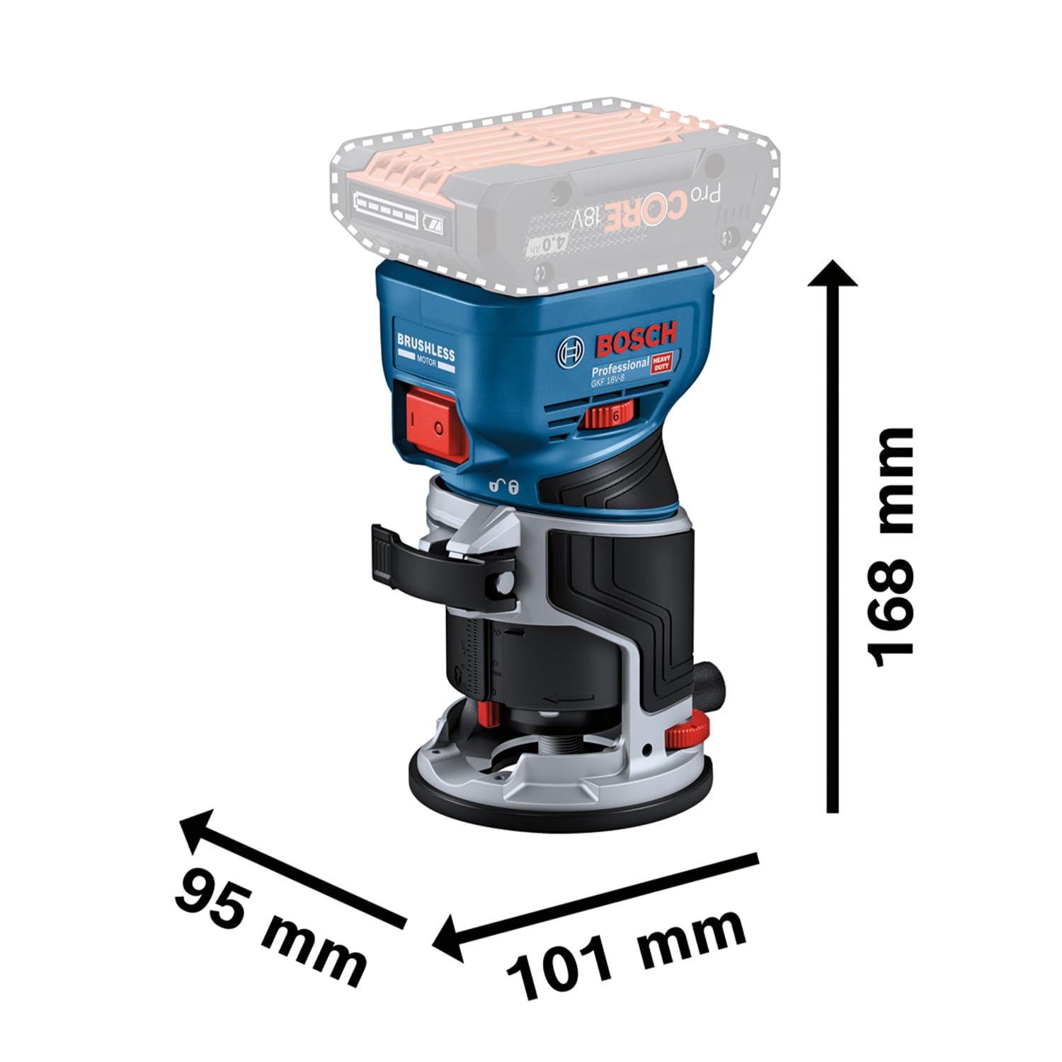 Bosch Professional 18V System Akku-Kantenfräse GKF 18V-8 (Parallelanschl., 2x Saugadapter Fr., Spanschutz, 8mm-Spannz., Spannschl., TE-Taucheinheit, 2x Saugadapter Taucheinh., L-BOXX o. Akku/Ladeger.) 5