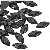 PATIKIL Marquise Gems, 500 Pcs 15x7mm Acrylic Rhinestones Flat Back Navette Horse Eye Crystal Gems for Jewelry Making DIY Craft, Black
