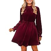 CUPSHE Women's Fall Dresses 2025 High Neck Long Sleeve Mini Party Ruffled Casual Tunic Velvet Wedding Guest Dress