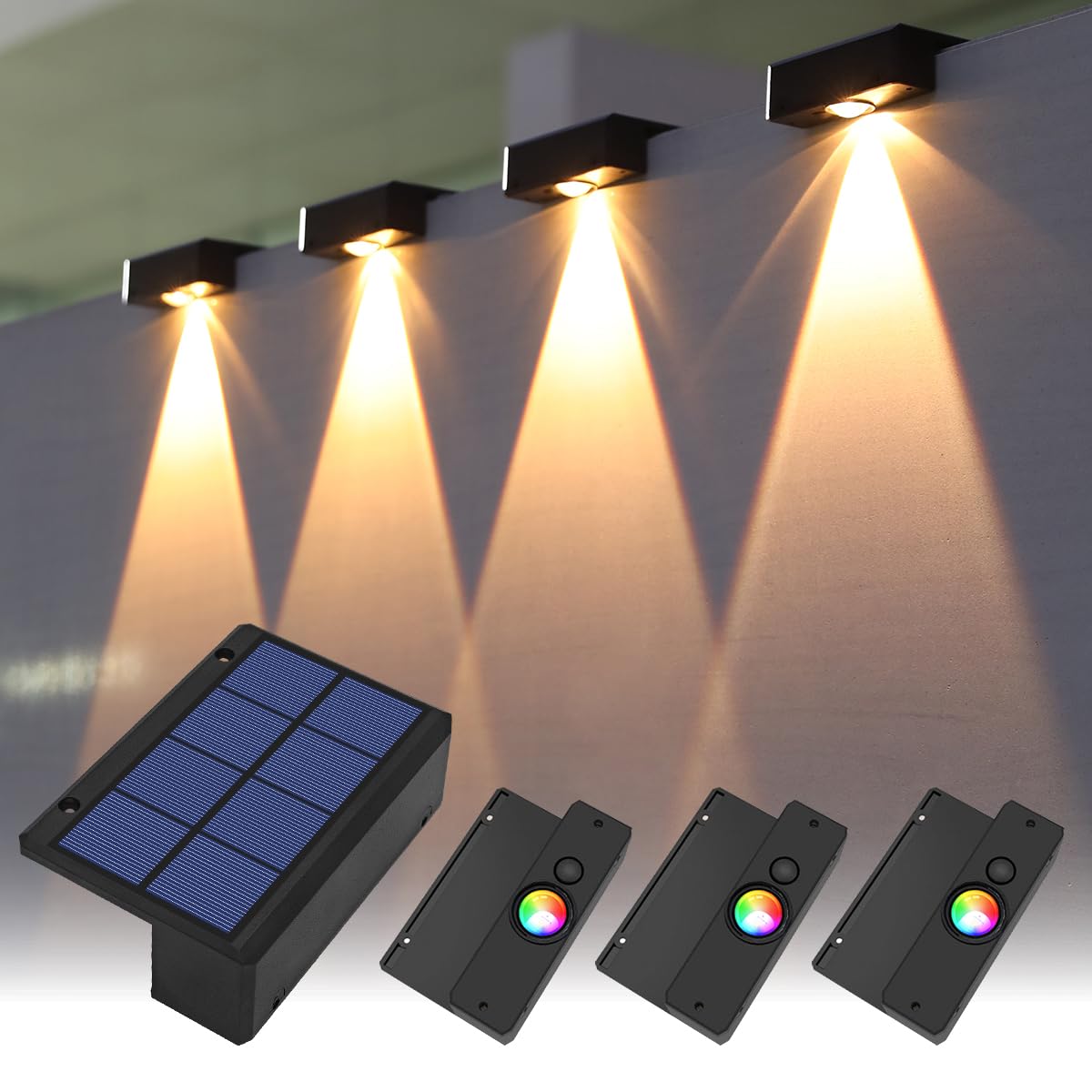 XmnSoly Solar Wall Lights Outdoor Waterproof LED NonDrill Solar Down