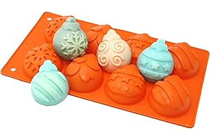 X-Haibei Christmas Snowflake Star Bell Soap Cake Jello Crayon Resin Chocolate Bombs Making Silicone Mold 6-Cavity