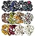 12 Pack Chiffon Hair Scrunchies Flower Scrunchy Hair Bobbles Floral Hair Ties Ponytail Holder for Women Girls- 12 Assorted Colors