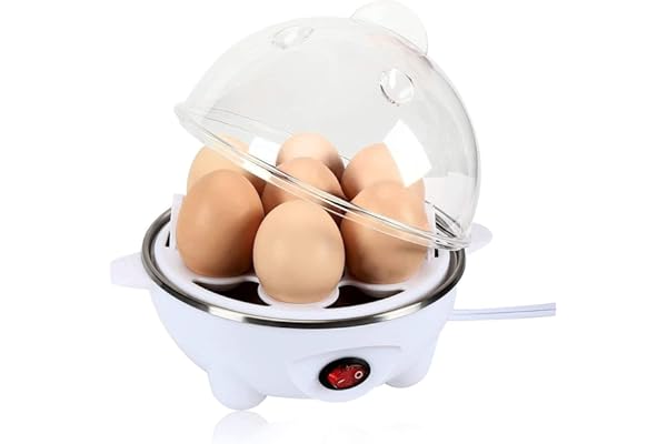 Cozedor Elétrico de Ovos a Vapor 7 Unidades, Egg Cooker Portátil com Desligamento Automático, Escalfador Legumes Vapor, Compacto para Café da Manhã Saudável, Cozinha, Trailer e Viagem 110V