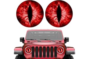 EPJJI Beast Eyes Headlight Decals, 2024 New Eye Decals for Jeep Headlights, 3D Stereo Eyes Headlight Decal Stickers Round Headlight Funny Decals for Truck Car Body Window Bumper Decoration (Red)