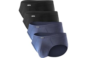 BAMBOO COOL Men's Tagless Briefs Coverd Waistband Comfort Soft Underwear with Contour Pouch Breathable Underpants, Multipacks