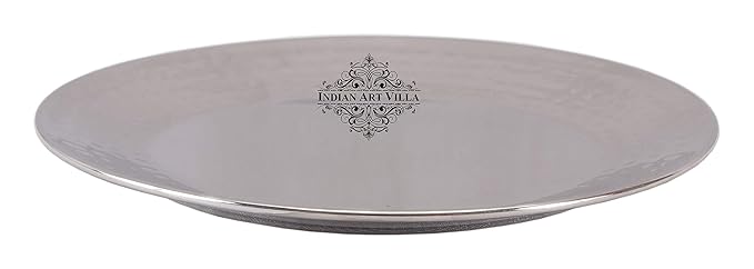 Indian Art Villa Steel Full Serving Plate Platter Tray, for Serving Dishes Hotel Restaurant, 11