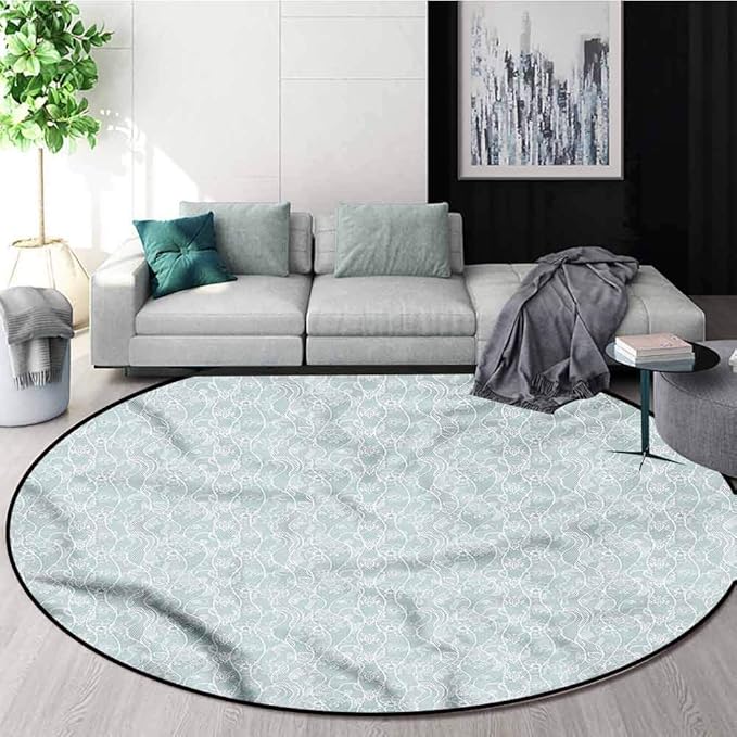 RUGSMAT Vintage Luxury Round Area Rugs,Floral Lace Pattern