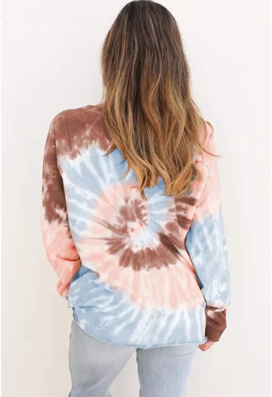 Ainiel Womens Tie Dye Print Sweatshirt Long Sleeve Crewneck Shirts Tops at  Women’s Clothing store