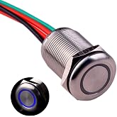 Ulincos Touch Switch UT19T1 Stepless Dimming Switch DC 6V to 24V Blue LED Suitable for 19mm 3/4" Mounting Hole