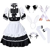 Irtysh Anime French Women Bunny Maid Sweet Kawaii Costume Cosplay Dress Furry Cat Ear Gloves Socks set