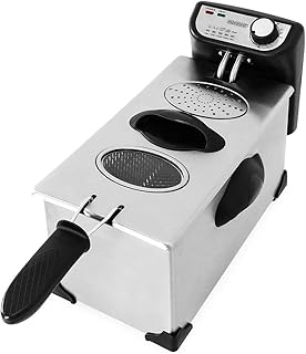 Deuba Fritteuse 4 Liter Edelstahl mit Öl 2200 Watt herausnehmbarer Ölbehälter regelbare Temperatur Kaltzonentechnik