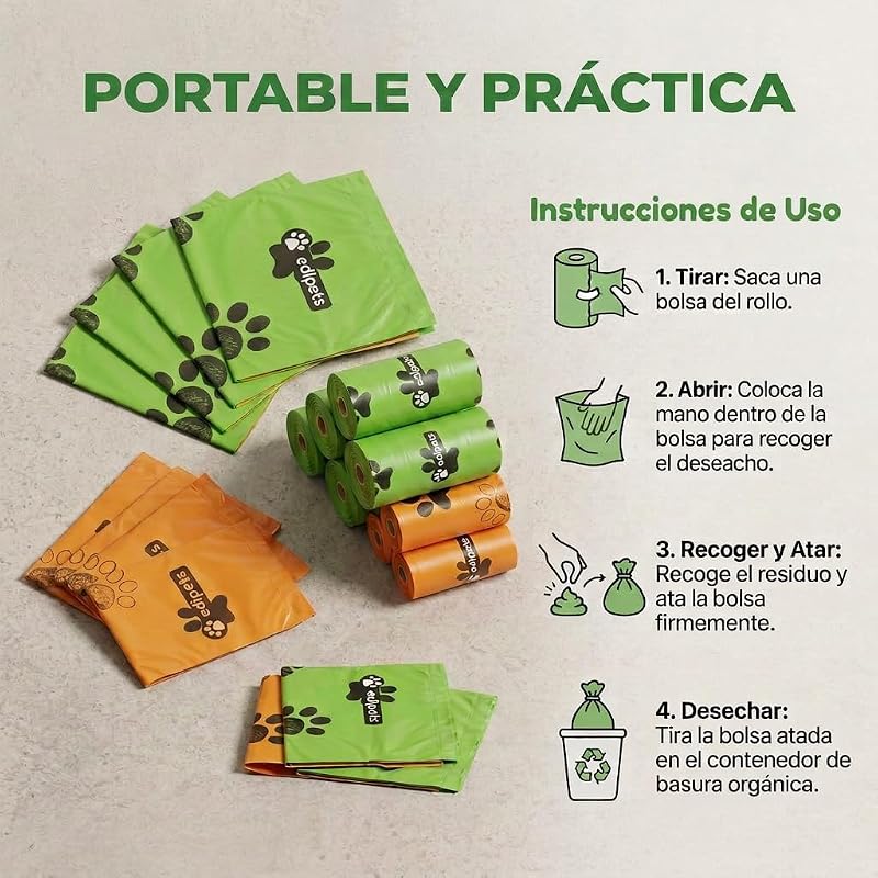 , sacos de cocó de cão, biodegradáveis, 405 ou 540 unidades, extra espessos, à prova de fugas, sacos de cocó de cão, sacos de cocó de cão, saco de cocó de cão (36 rolos / 540 unidades)