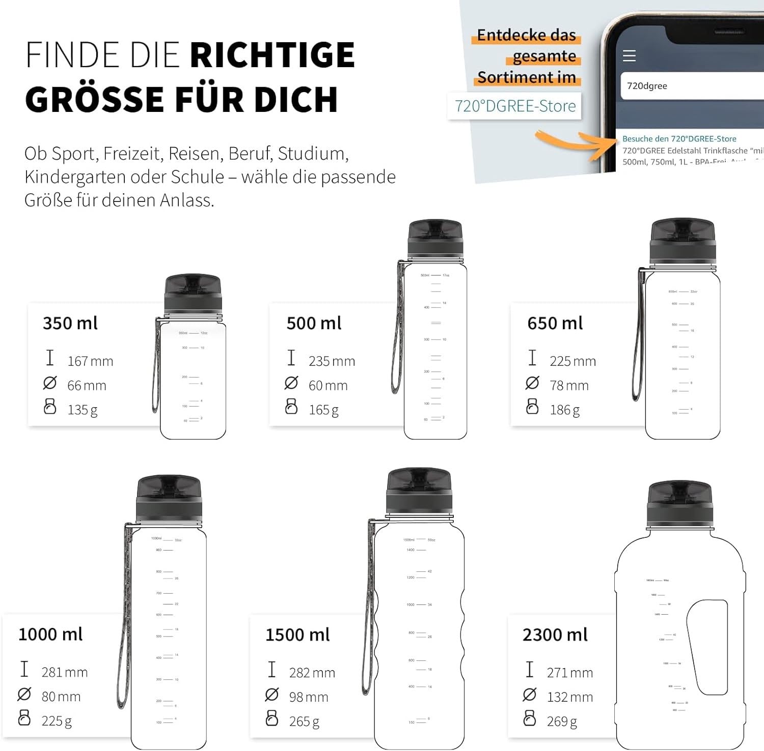 720°DGREE Trinkflasche 1l Sport “uberBottle“ softTouch +Sieb - BPA-Frei - Wasserflasche für Uni, Arbeit, Fitness, Fahrrad, Outdoor, Job - Sportflasche aus Tritan - Leicht, Stoßfest, Wiederverwendbar 3