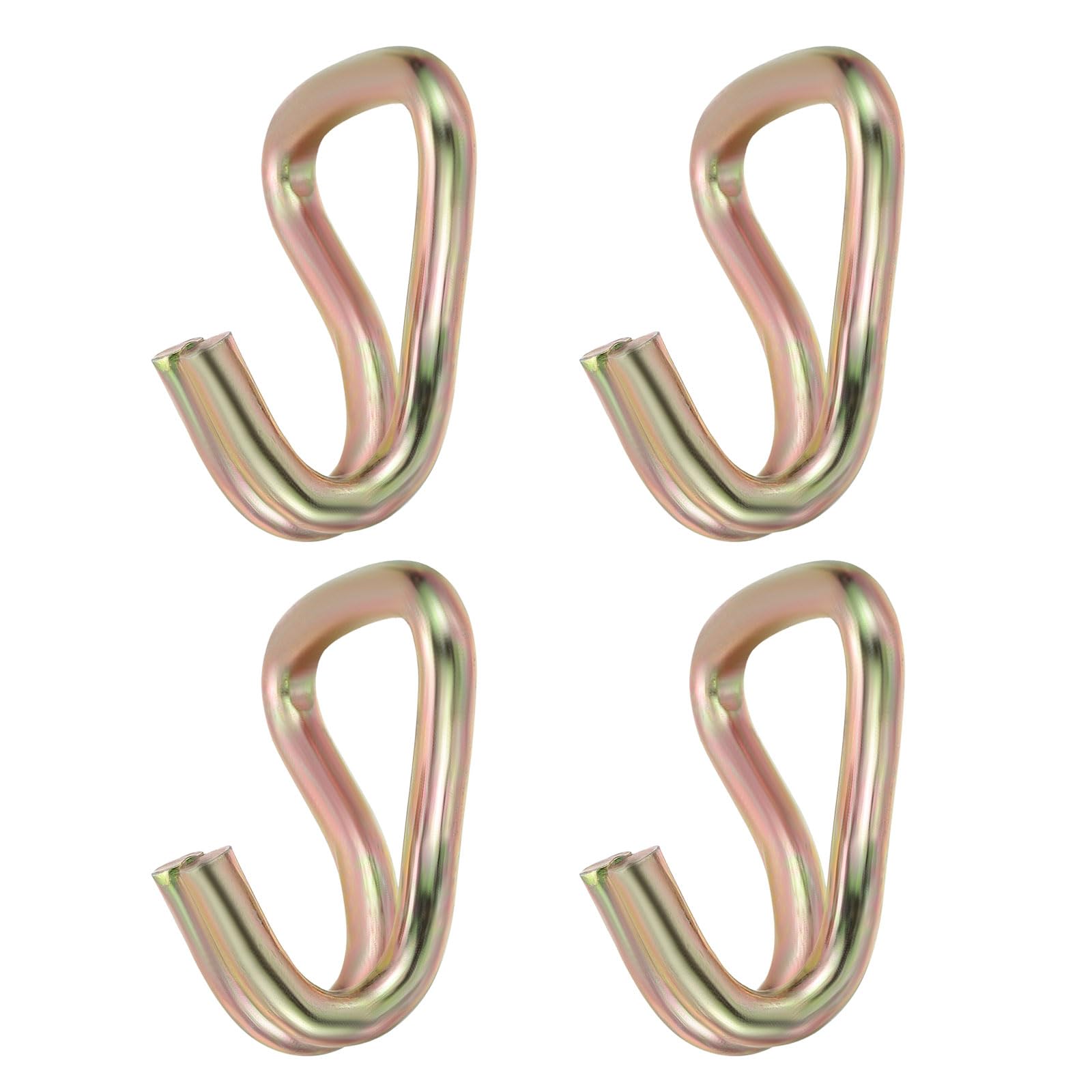 PATIKIL 4 Pack Ratchet Double J Hook Load 7716 LBS for 9.5mm Tie Down Strap Webbing on Car Truck Trailers Towing Strap, Gold