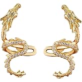 1 Pair Non-Pierced Dragon Ear Cuffs,Ear Cuff Non Piercing Helix Cartilage Clip on Wrap Earrings,Ear Cuff Earrings for Women Men (Gold)