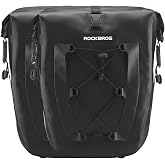 ROCKBROS Bike Panniers Waterproof Max 30L Capacity Cycling Traveling 2 Pack | Quick Release Mount,Reflective Safety,PVC Material,Fits Most Rear Racks