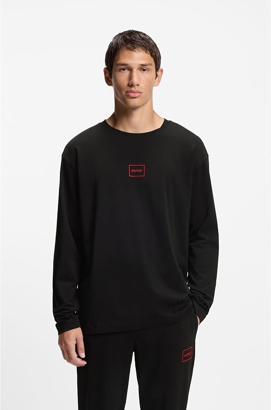 Hommes Laze Longsleeve Top de vêtements de détente en Coton Stretch à Logo