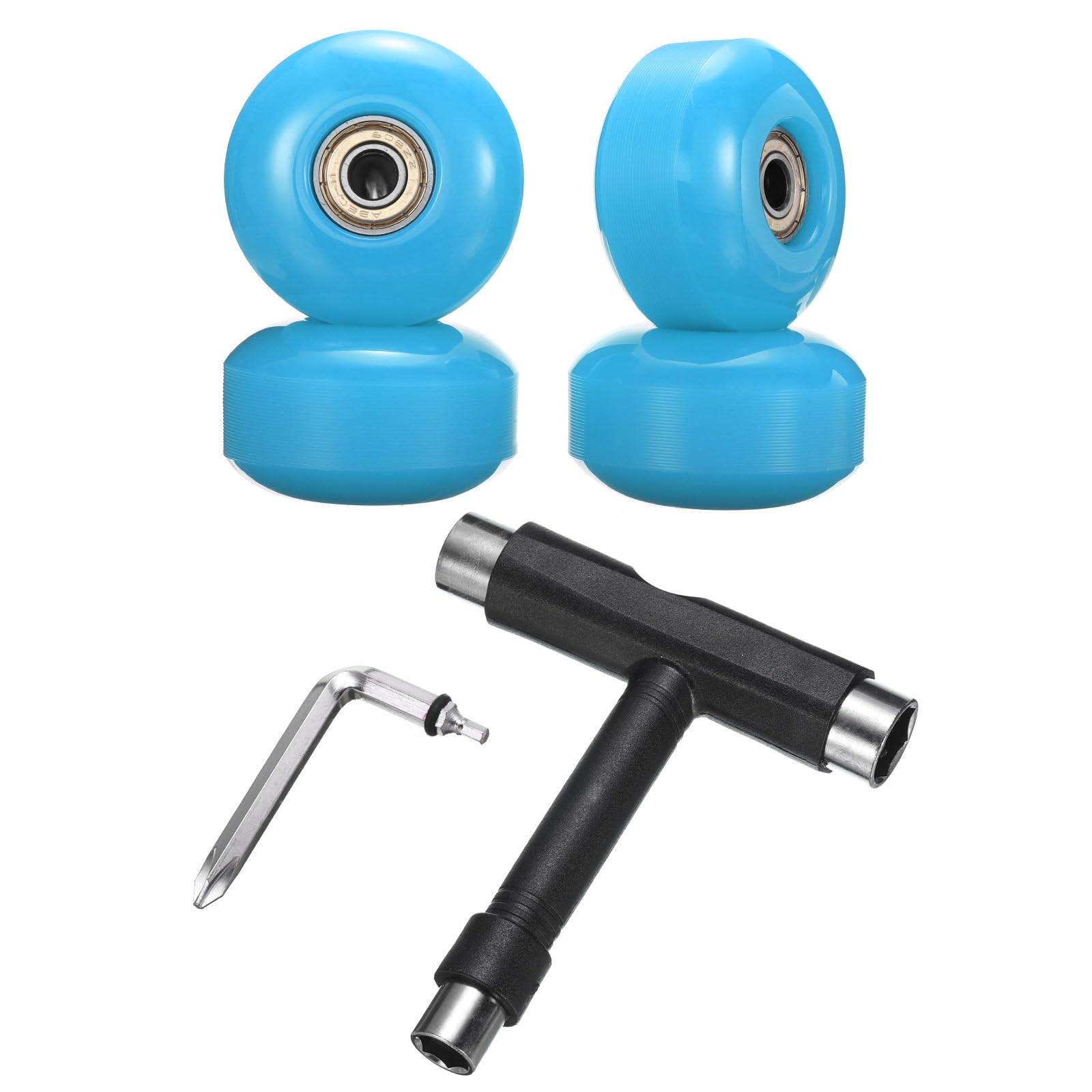 PATIKIL 52mm 95A Skateboard Wheels with Silver Bearings, 4 Pack Street Wheels with Skate Tool for Skateboards Tricks Cruiser Wheel Replacement, Blue