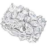 925 Sterling Silver Ladies Luxury Sparkling Full Diamond Pear Shape Gemstone Rings Cubic Zirconia CZ Diamond Eternity Engagement Proposal Wedding Rings Women Cocktail Rings 613 (7)