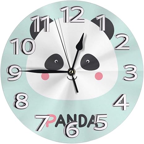 Amazon Co Jp インテリア 掛け時計 可愛いパンダの顔 壁掛け時計 丸い 飾る時計 連続秒針 サイレント ウォールクロック デジタル コンパクト ウォールクロック 部屋 客室 教室 部屋装飾 贈り物 新築 開業 Home Kitchen