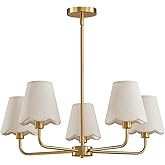 KAISITE Modern Gold Chandelier 5-Light Farmhouse Chandelier for Dining Room Industrial Dining Kitchen Light Fixture Over Tabl