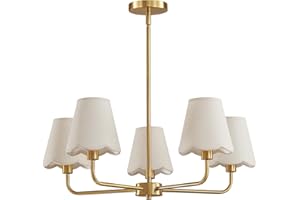 KAISITE Modern Gold Chandelier 5-Light Farmhouse Chandelier for Dining Room Industrial Dining Kitchen Light Fixture Over Table Ceiling Chandelier for Bedroom Living Room Foyer Entryway