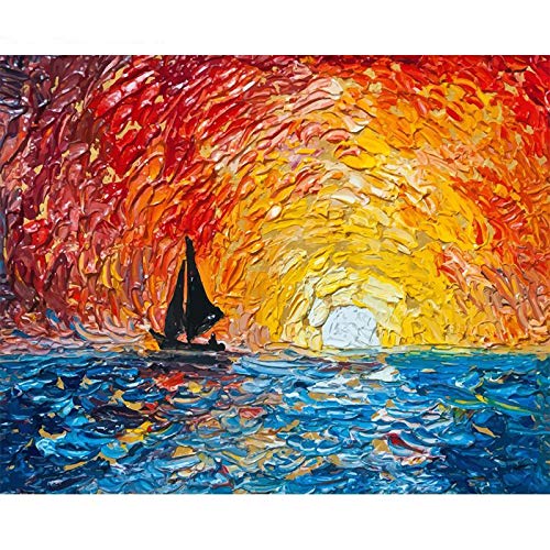 Toria Paint by Numbers Framed (Sailing Boat Sunset)