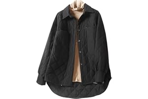 Barn Jackets for Women Casual Button Down Collared Quilted Jackets Long Sleeve Warm Winter Puffer Coat with Pockets