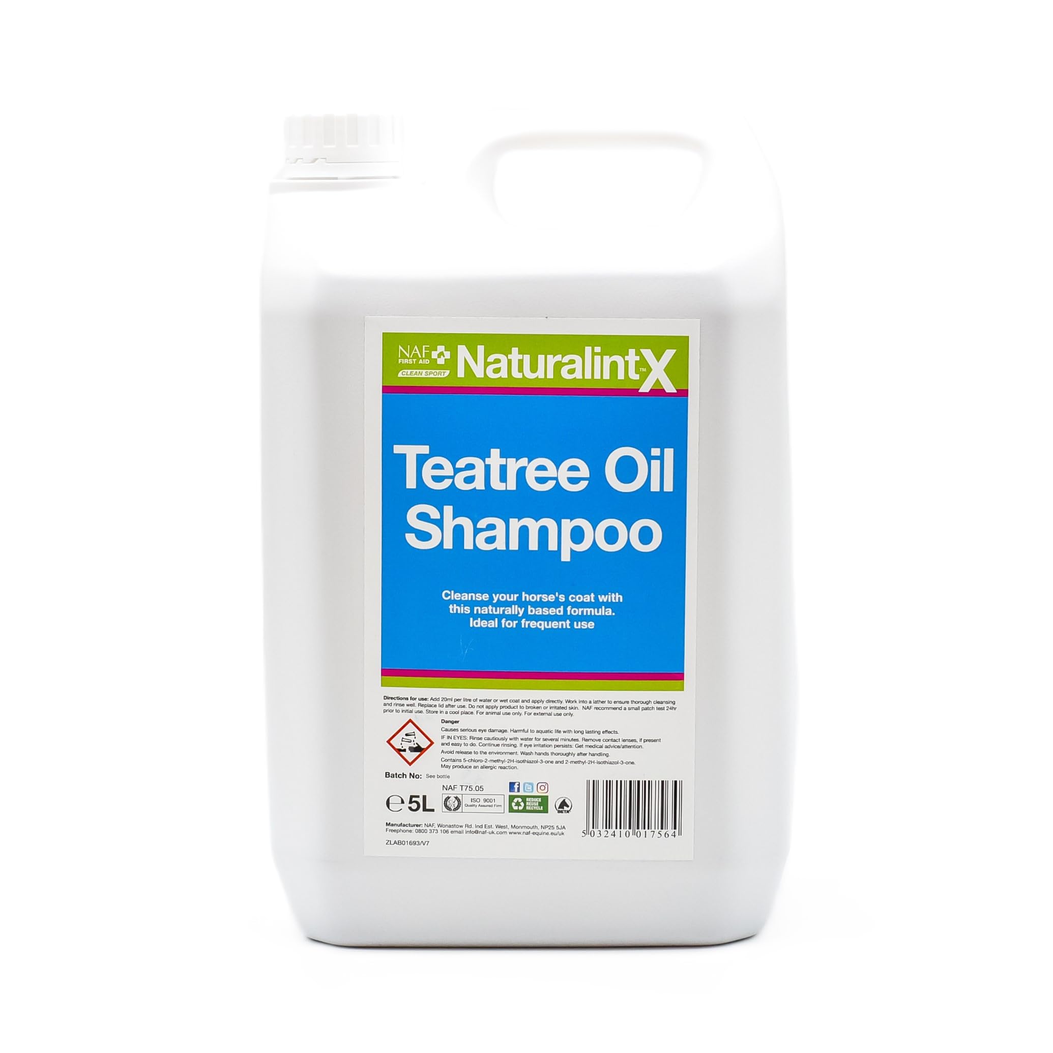 NAF NaturalintX Tea Tree Oil Shampoo 5L - Antibacterial Horse Shampoo for Skin & Coat Care