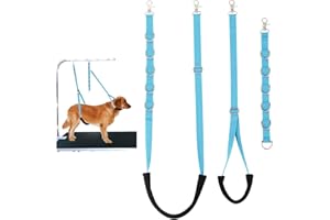 FURSDOLY Dog Grooming Belly Straps Sky Blue Pet Grooming Supplies 3 Sets Professional Dogs Belly Band Pet Dogs Groomer Extension Strap Table Arm Loop Extender for Small Medium Large Pets (Sky Blue)