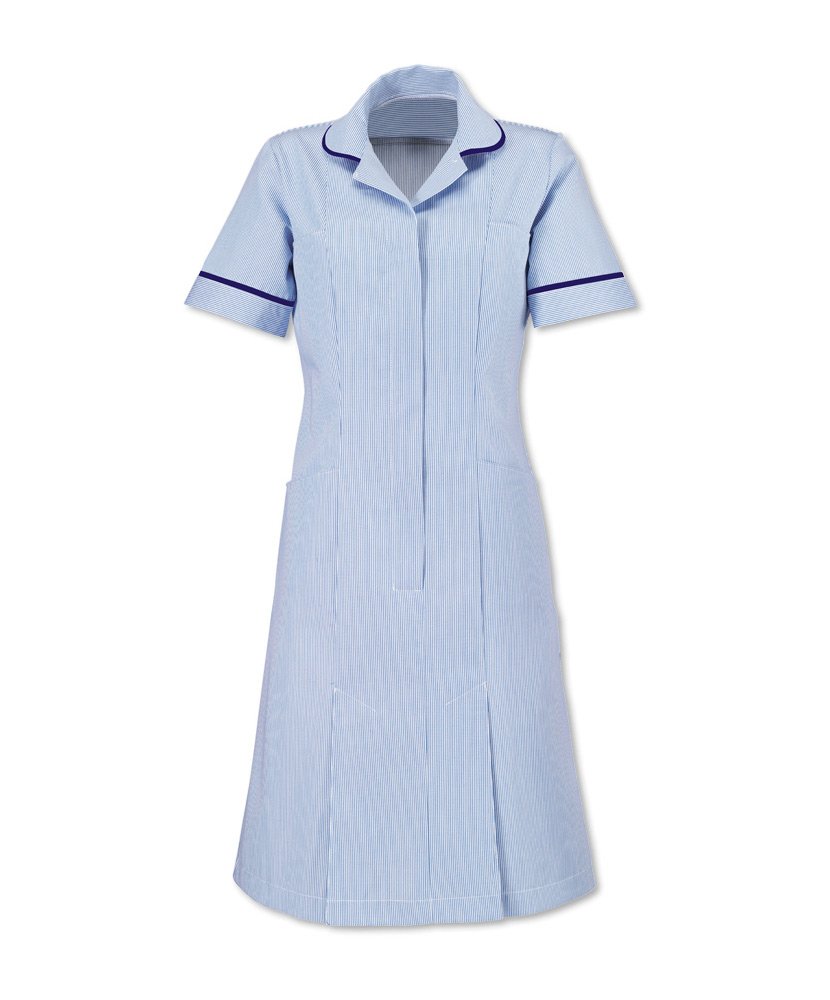 Alexandra AL-ST297ZH-140T Stripe Dress, Tall, Sailor Navy Piping/Trim, 140 cm Chest (Size 32), Blue/White