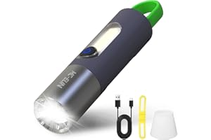 MC-ELIN Rechargeable Flashlight,USB C High Lumens Zoomable Small LED Flashlight 4 Modes Plastic Lantern Torch with Side Light Carabineer Clip Portable Flash Lights for Camping Emergency Cycling