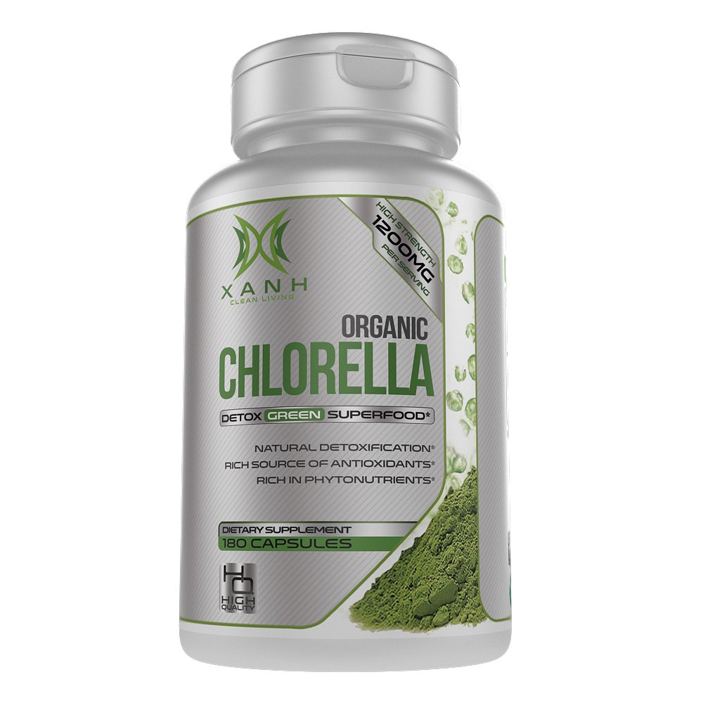 Xanh Organic Chlorella Tablets with Growth Factor 1200mg Green