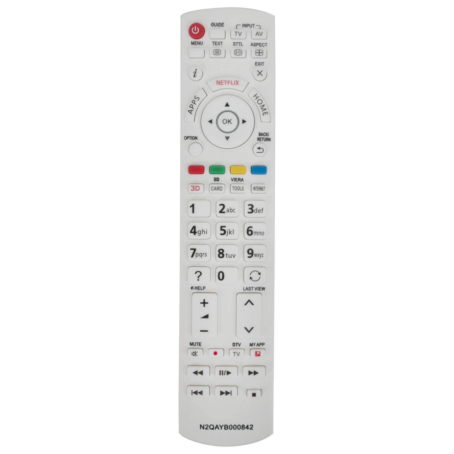 VINABTY N2QAYB000842 N2QAYB001009 Remote Control Replacement fit for Panasonic LED LCD TV TX-L42ETN63 TX-L42DT60E TX-L42DTW60 TXL60DT65B TX-L60DT65B Replaces N2QAYB000829 N2QAYB000830 N2QAYB001011