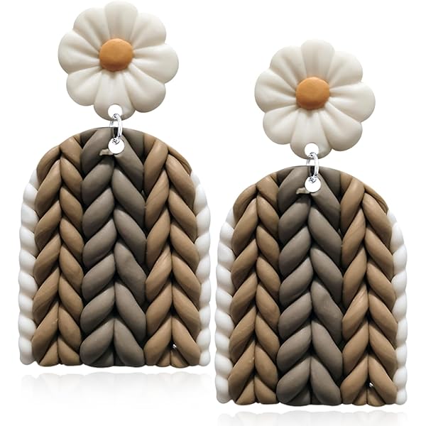 Harlermoon Polymer Clay Rattan Earring Handmade Woven Statement Boho Lightweight Drop Dangle Earrings Jewelry For Women, Polymer Clay, No Gemstone
