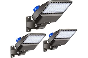 Juyace 150W led Parking lot Light Dusk to Dawn Led Outdoor Lighting Commercial Flood Light IP65 Waterproof 5000K Wall Mount 100-277V Shoe Box Street Yard Security Area Lighting(3 Pack)