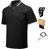 VKT 4 Pcs Official Baseball/Softball Umpire Kit Set Including Umpire Shirt Indicator Brush Whistle for Men Referee