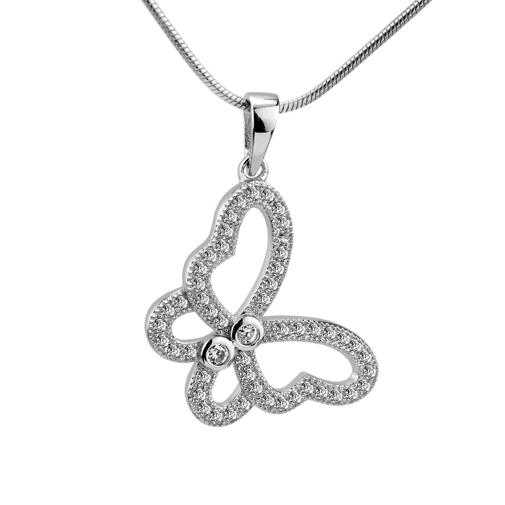SILVEGO 925 Sterling Silver Pendant Butterfly with Cubic Zirconia