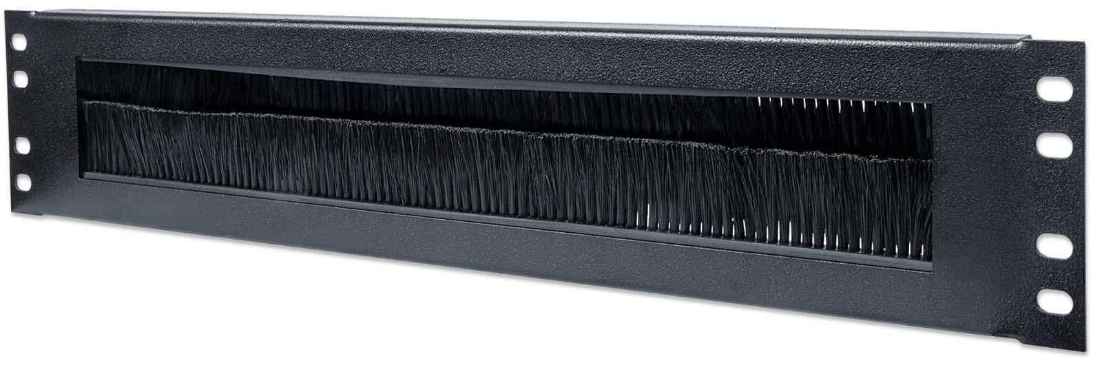 Intellinet 19 Inch Cable Entry Panel, 2U, with Brush Insert, Black