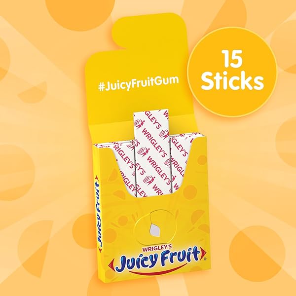 JUICY FRUIT GUM ORIGINAL BUBBLE CHEWING GUM, 15 PIECES (10 PACK)