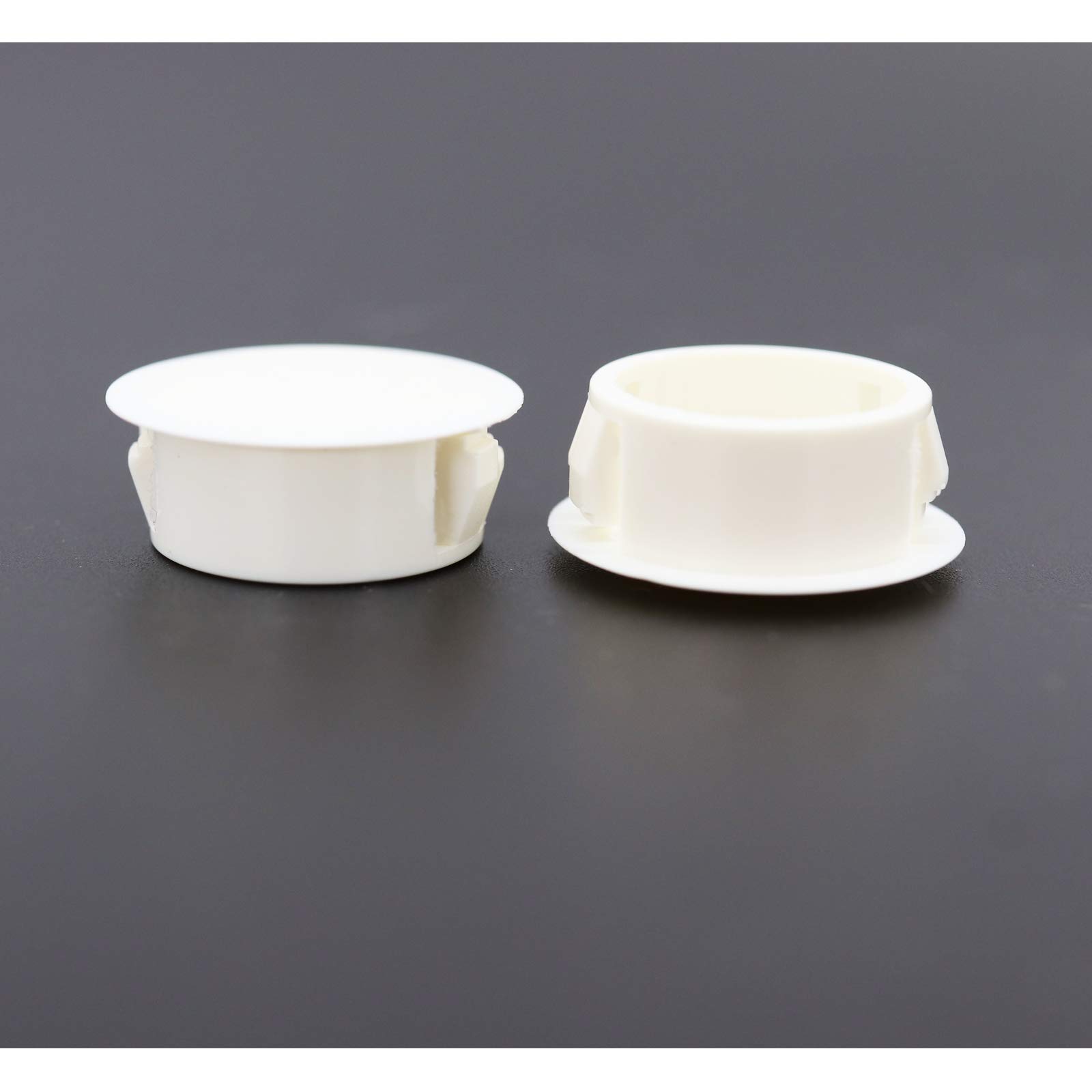 VictorsHome Hole Plugs Plastic 19mm (3/4") Fit for 18.5-19mm Diameter Locking Hole Tube, Flush Type Panel Insert End Caps Fastener Cover for Kitchen Cabinet Furniture White 25pcs