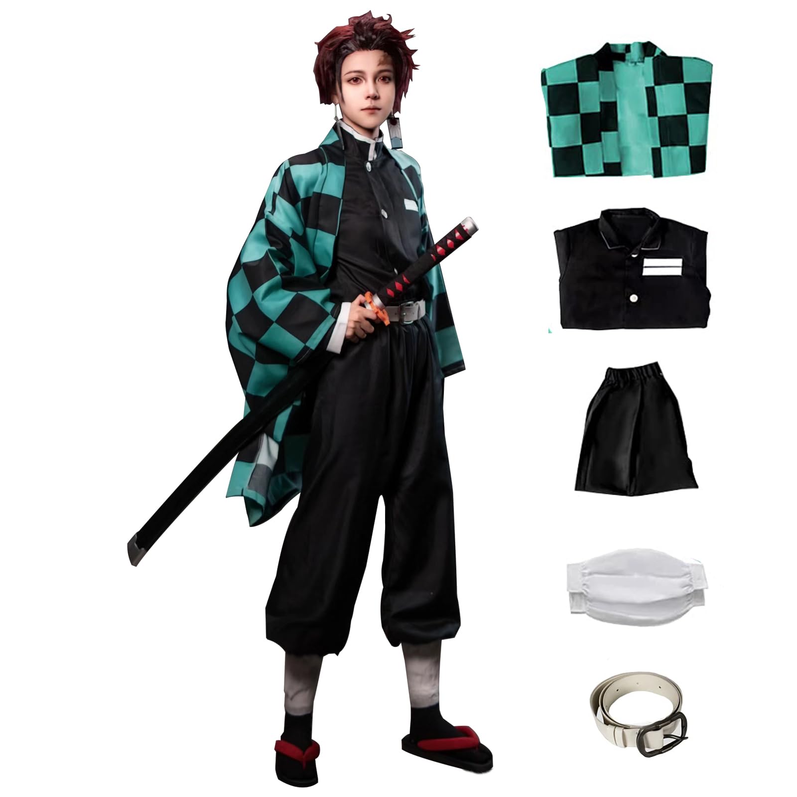 Photo 1 of Rarashik Anime Cosplay Costume Mens Kimono Outfit Halloween party costume (L, Green)