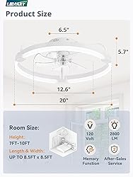 LEDIARY Ceiling Fans with Lights and