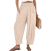 TARSE Women Linen Boho Pants Summer Casual Loose High Waist Cargo Lounge Harem Pant 2025 Beach Travel Vacation Outfits