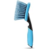 Amazon Basics Wheel Brush for Car Detailing, Safe for Cars, Trucks, RVs, Ergonomic Handle, Blue